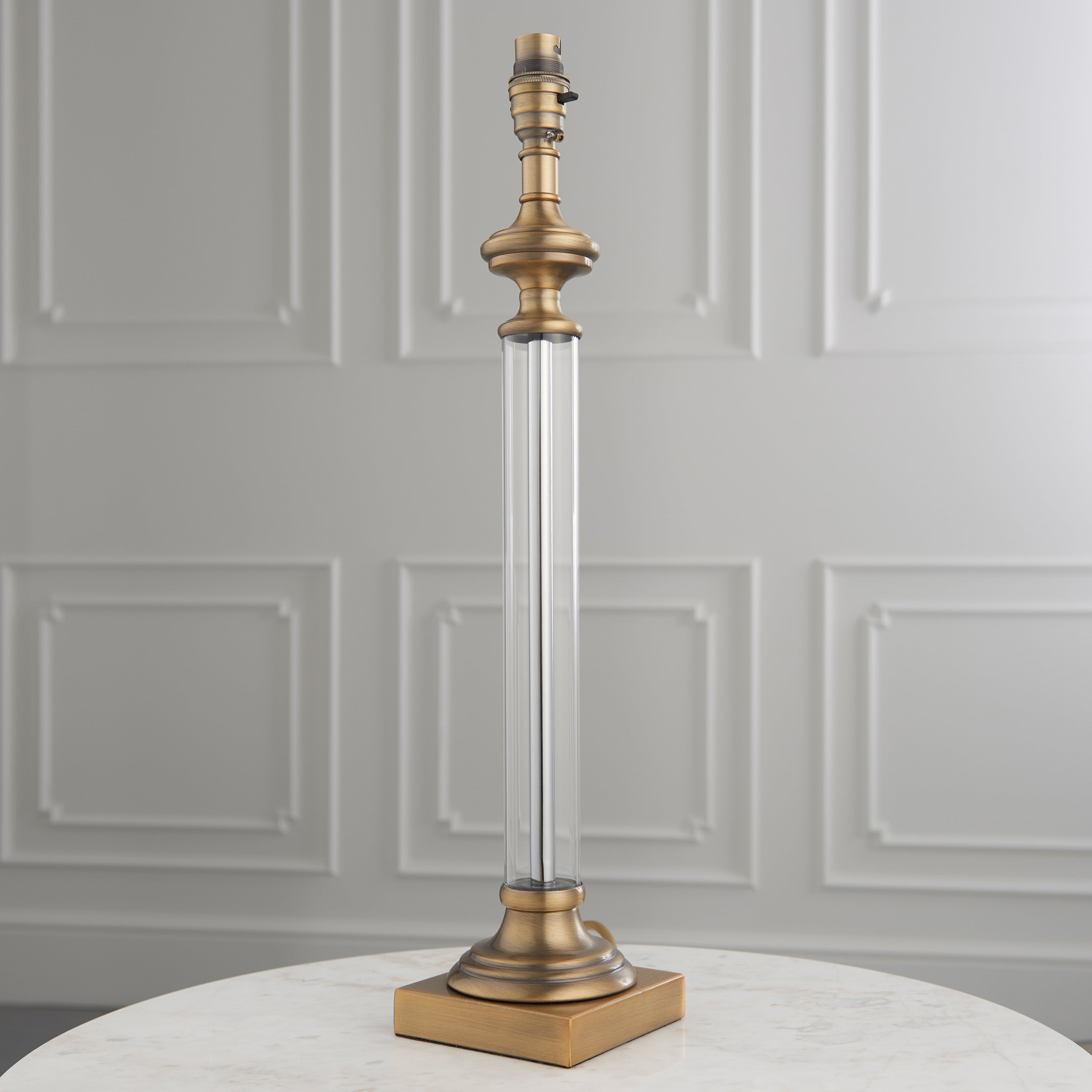 Astorga Antique Brass & Glass Stem Table Lamp